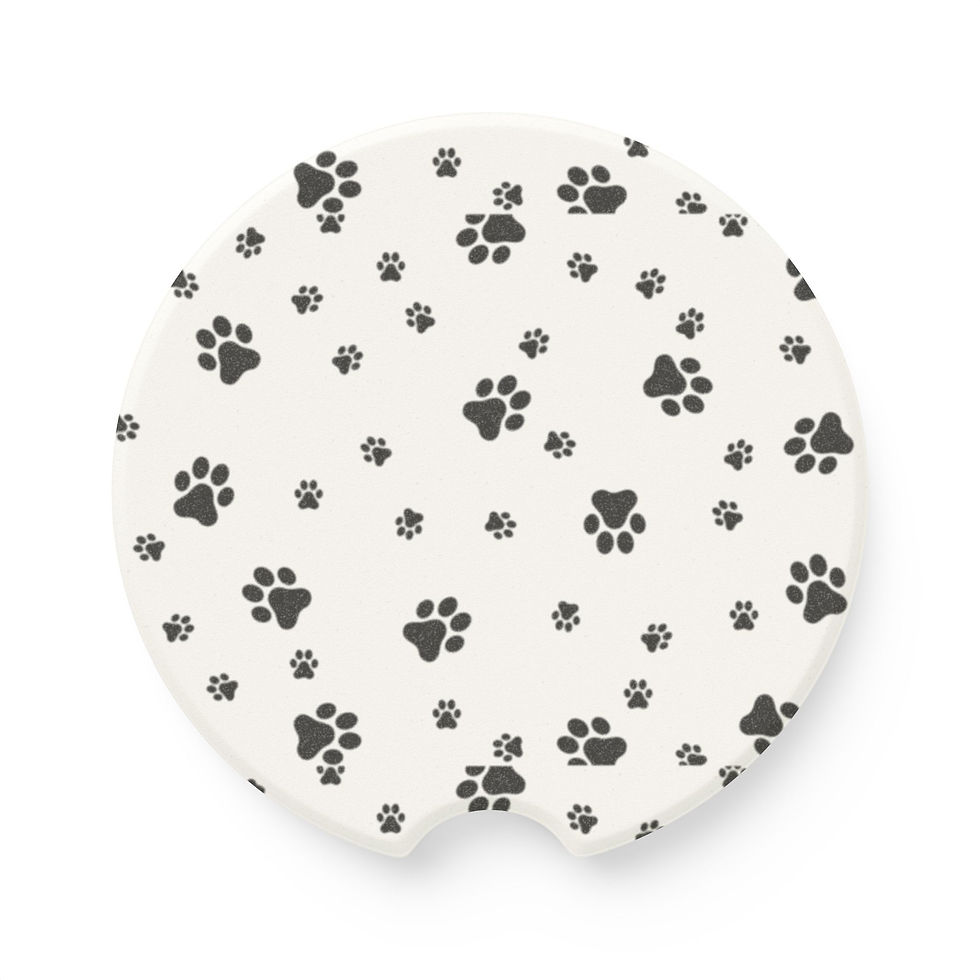 Thumbnail: Paw Print Soapstone Car Coaster, Pet Lover Gift, Dog Lover Decor, Car Accessory