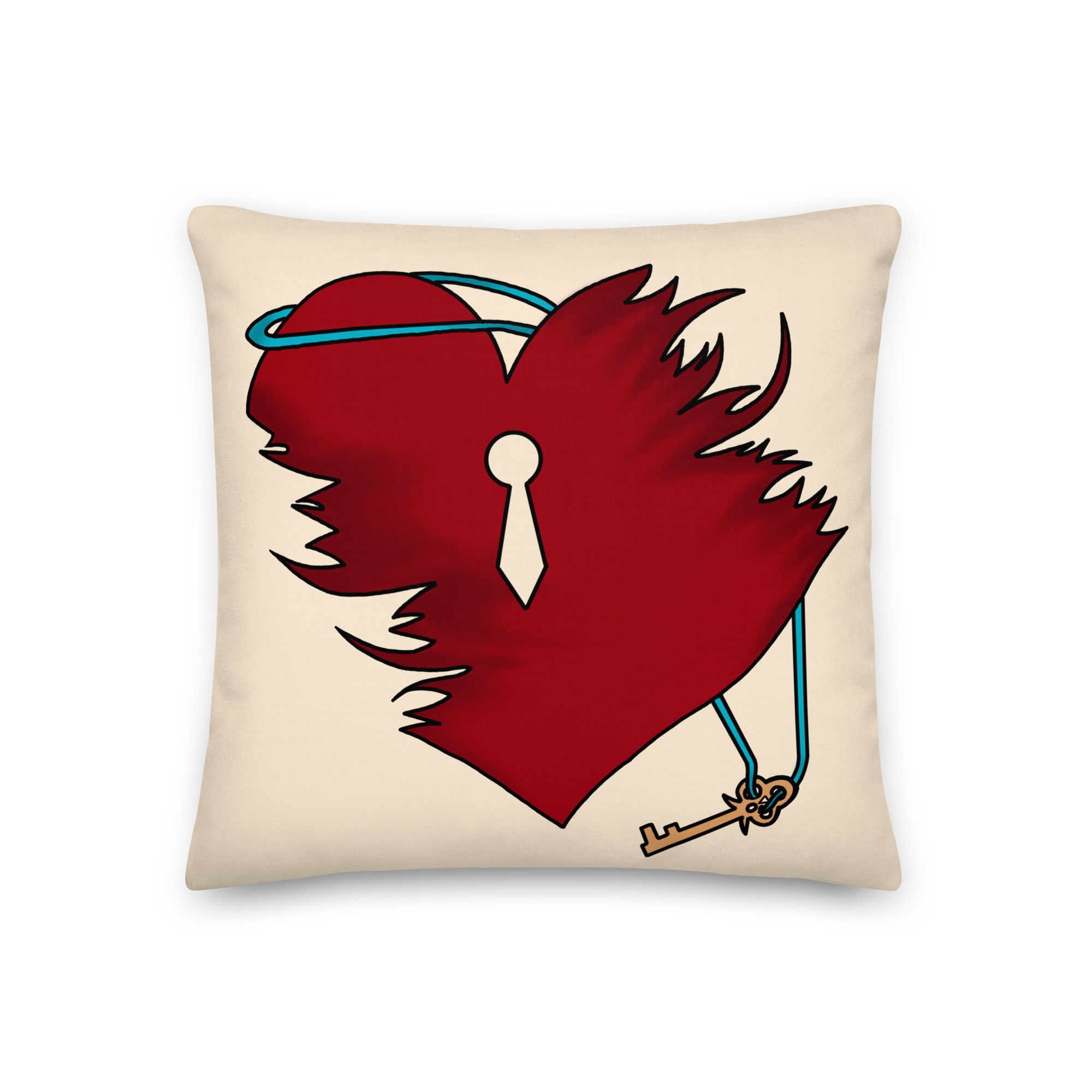 Key to the Heart Premium Pillow Tan