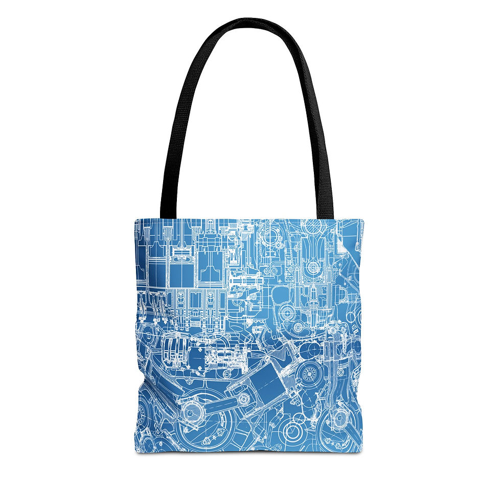 Blueprint Design Tote Bag, Stylish Shopping Bag, Eco-Friendly Gift, Engineers
