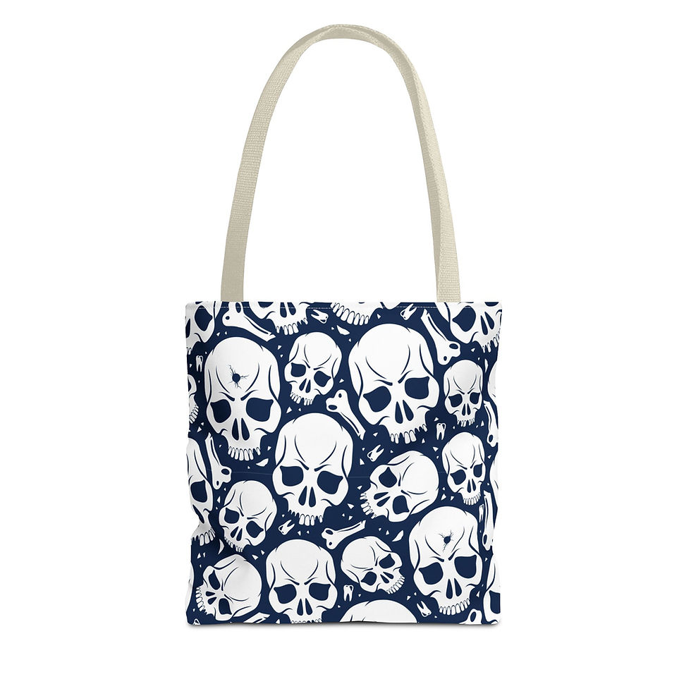Thumbnail: Skull Print Tote Bag, Stylish Reusable Bag, Punk Fashion, Eco-Friendly Shopping