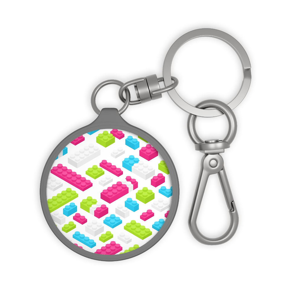 Colorful LEGO Inspired Keyring Tag, Fun Gift for Kids, Playful Bag Charm