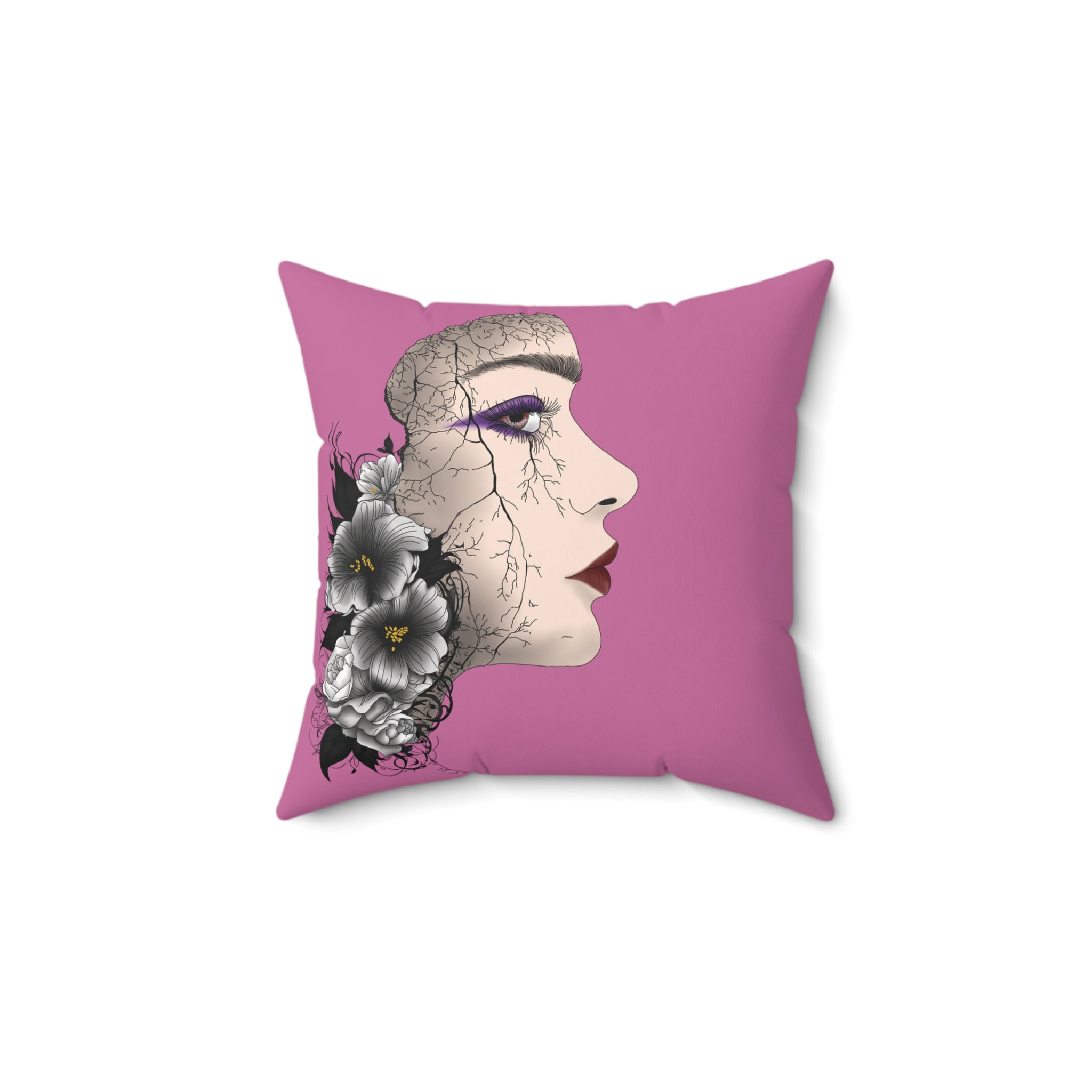 Artistic Floral Profile Pillow, Home Decor, Cozy Accent, Flower Design in Pink