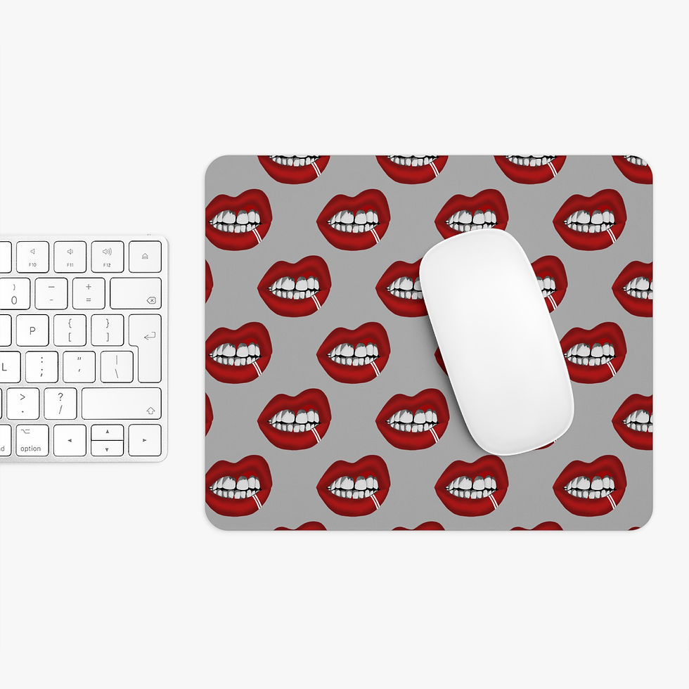 Thumbnail: Bold Kiss Mouse Pad, Retro Office Decor, Stylish Gaming Mat, Lip Print Mousepad
