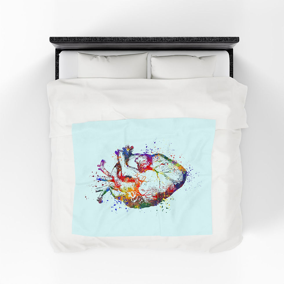 Colorful Heart Design Velveteen Plush Blanket, Cozy Throw, Gifts, LGBTQ, Sea G