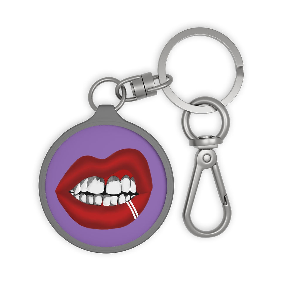 Big Lips Keyring Tag Purple