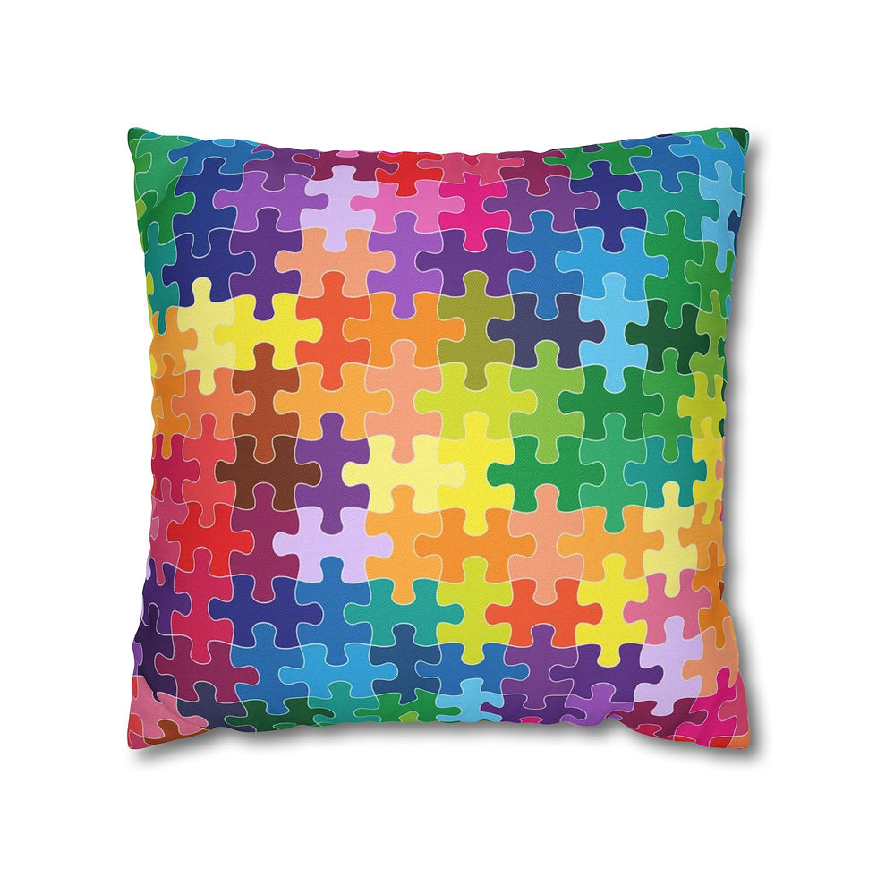 Thumbnail: Colorful Puzzle Piece Pillowcase, Modern Home Decor, Gift for Kids, Happiness