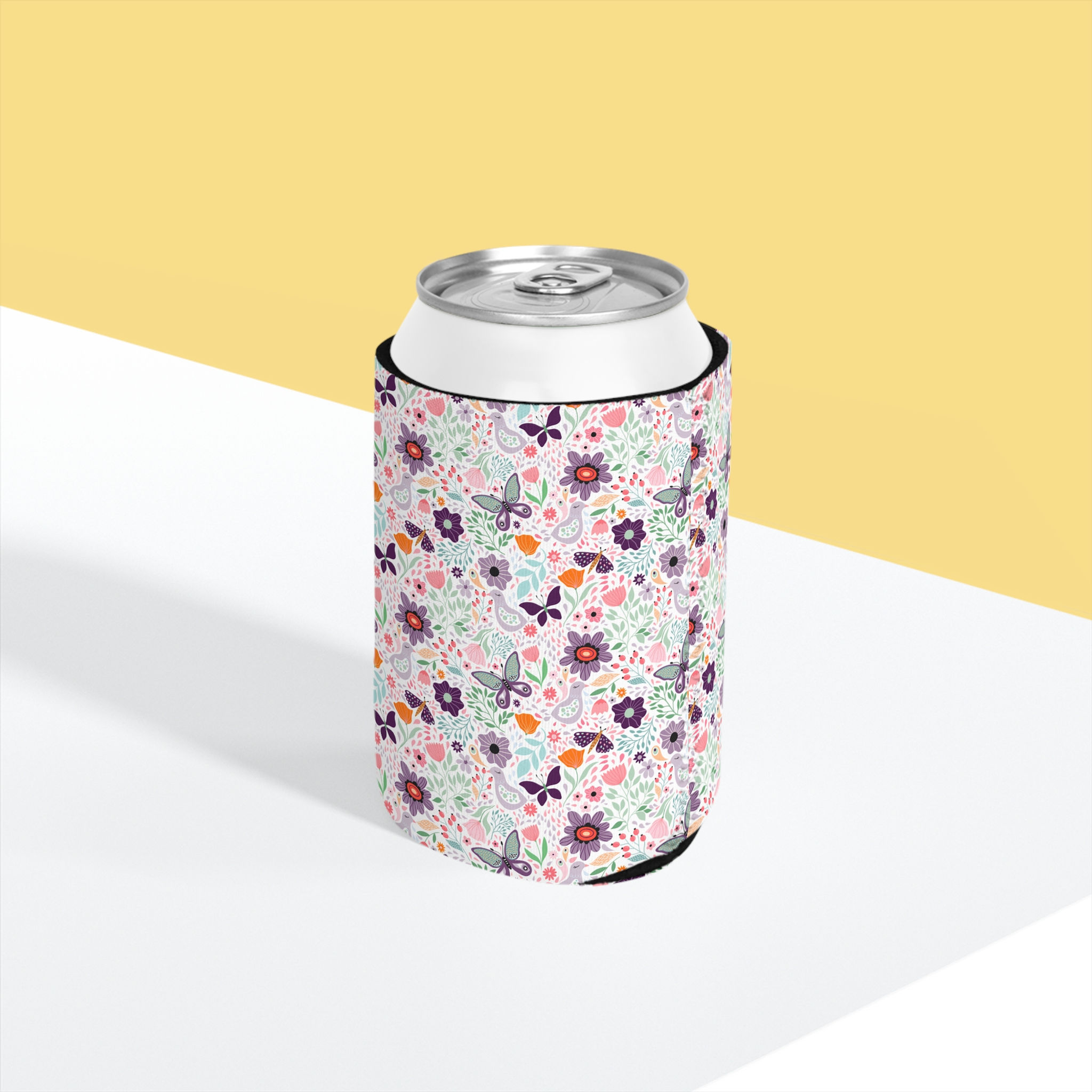 Floral Can Cooler Sleeve, Summer Party Drink Holder, Picnic Accessory, Outdoor