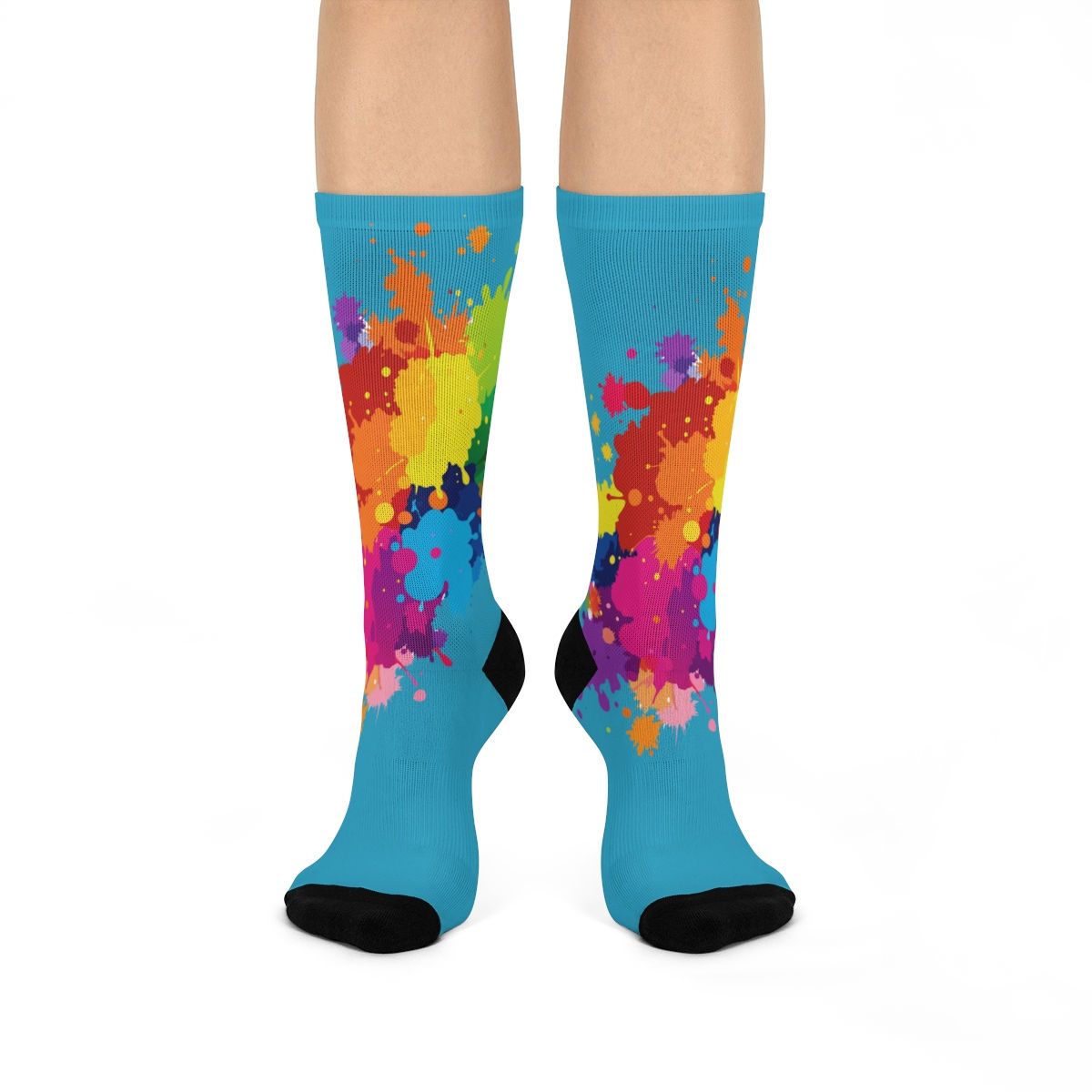 Paint Spots in Blue Cushioned Crew Socks