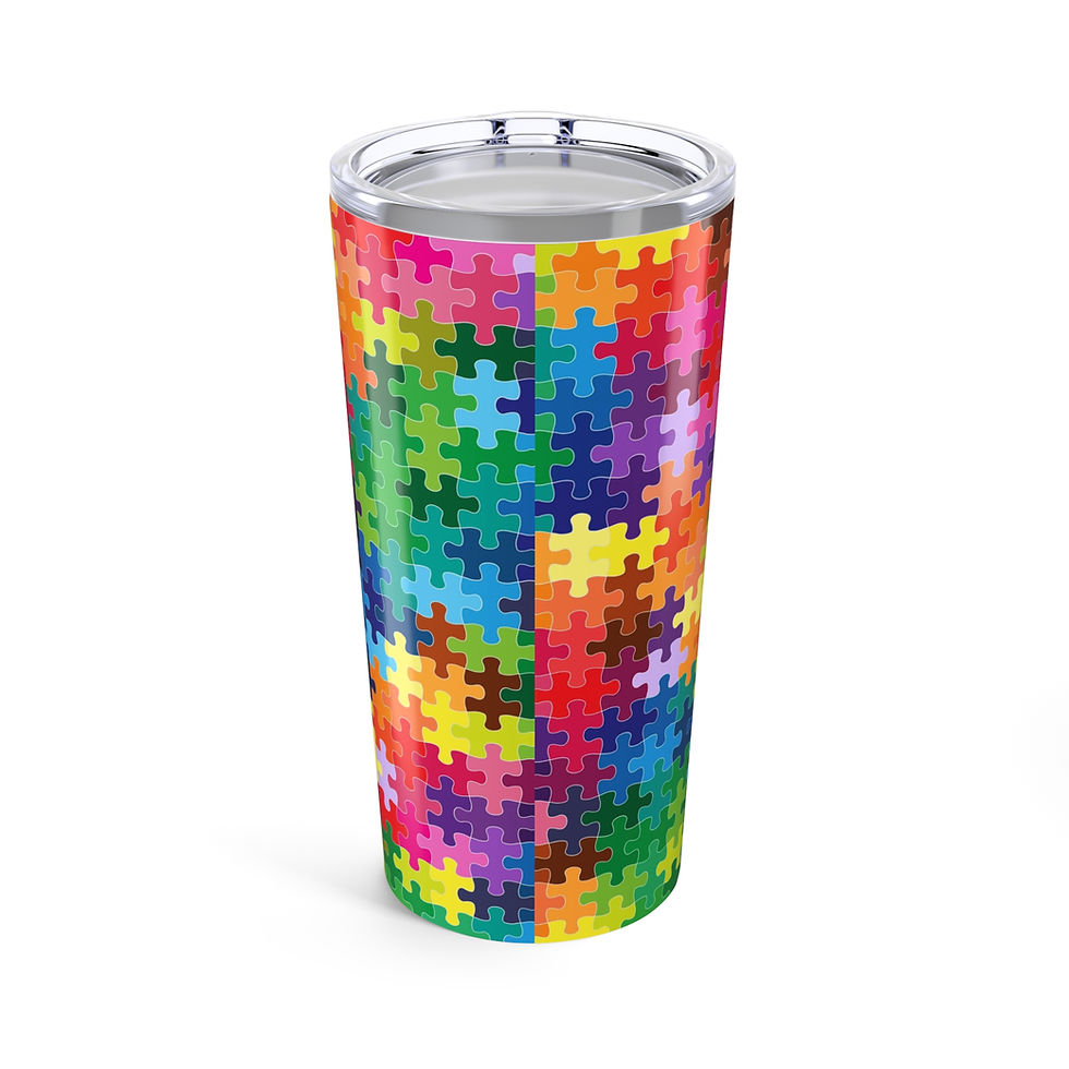 Colorful Puzzle Piece Tumbler - 20oz Travel Mug, Colorful Drinkware for Kids
