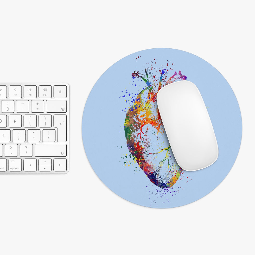Thumbnail: Colorful Heart Mouse Pad - Artistic Desk Decor, Gift for LGBTQ, in Blue