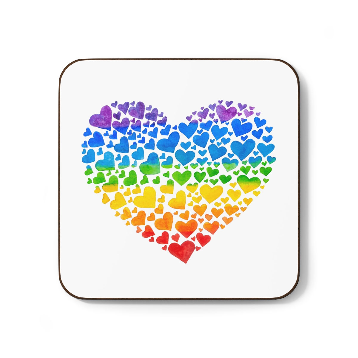 LGBTQ Hardboard Back Coaster Heart