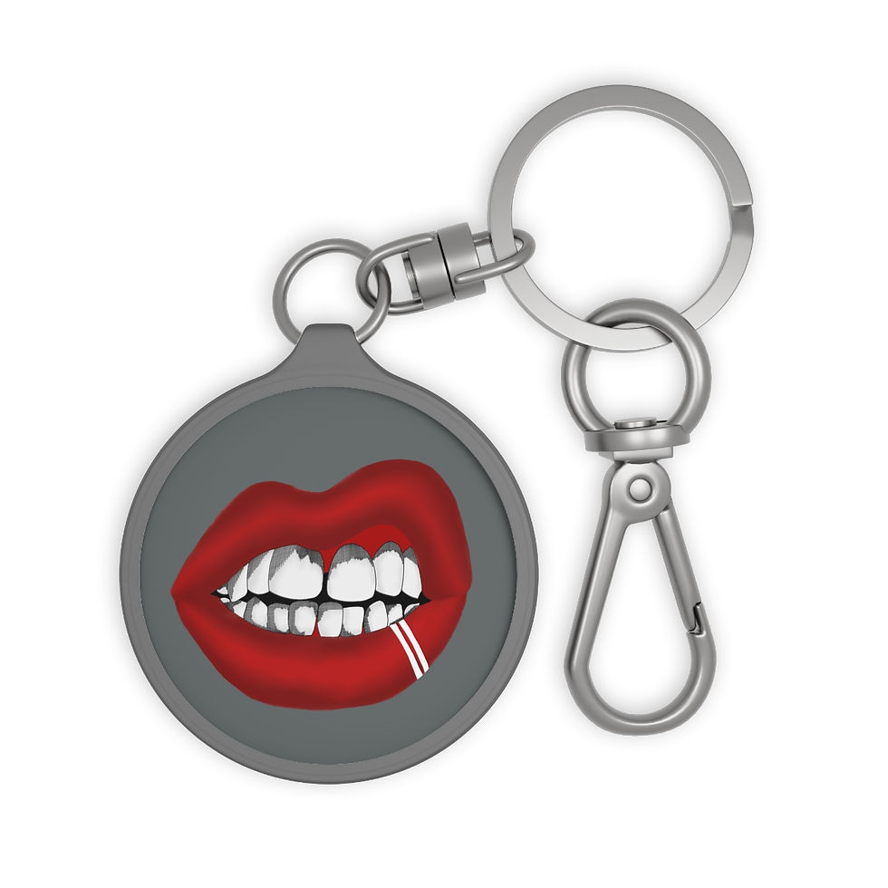 Big Lips Keyring Tag Gray