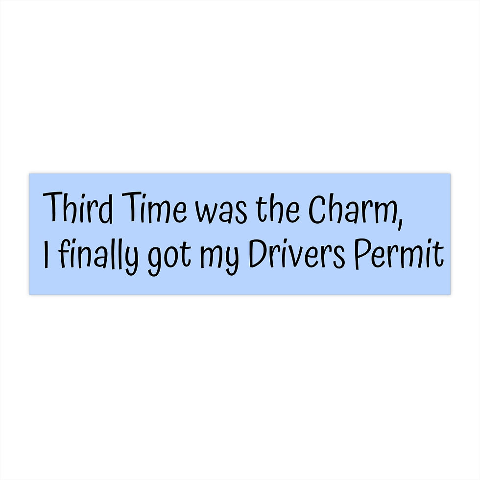 Drivers Permit Bumper Sticker Blue