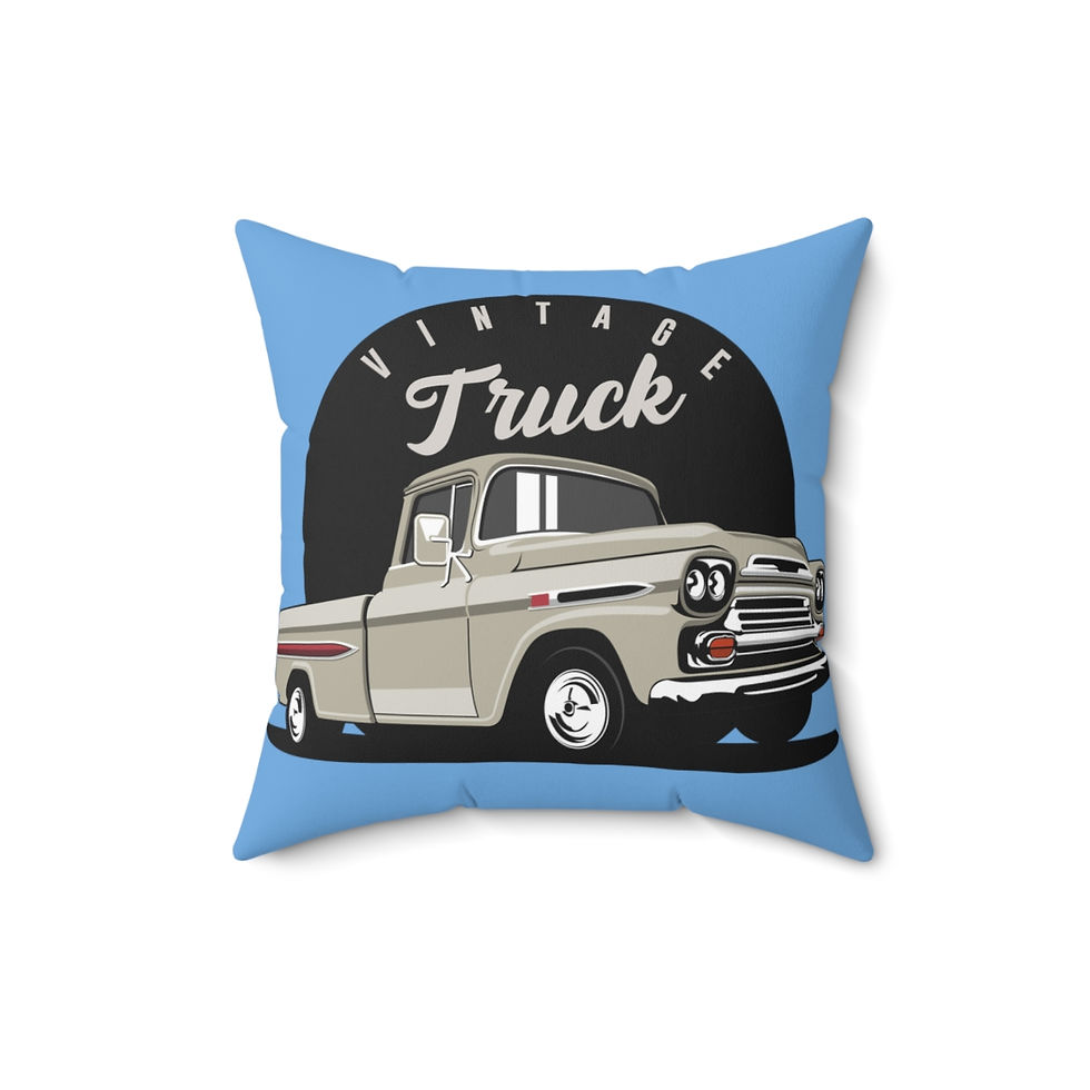 Thumbnail: Square Pillow Vintage Truck Blue Background