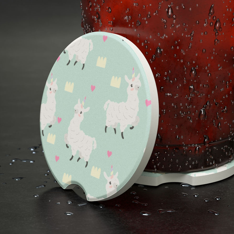 Thumbnail: Whimsical Llama Car Coaster, Cute Soapstone Coasters for Cars, Car Accessories