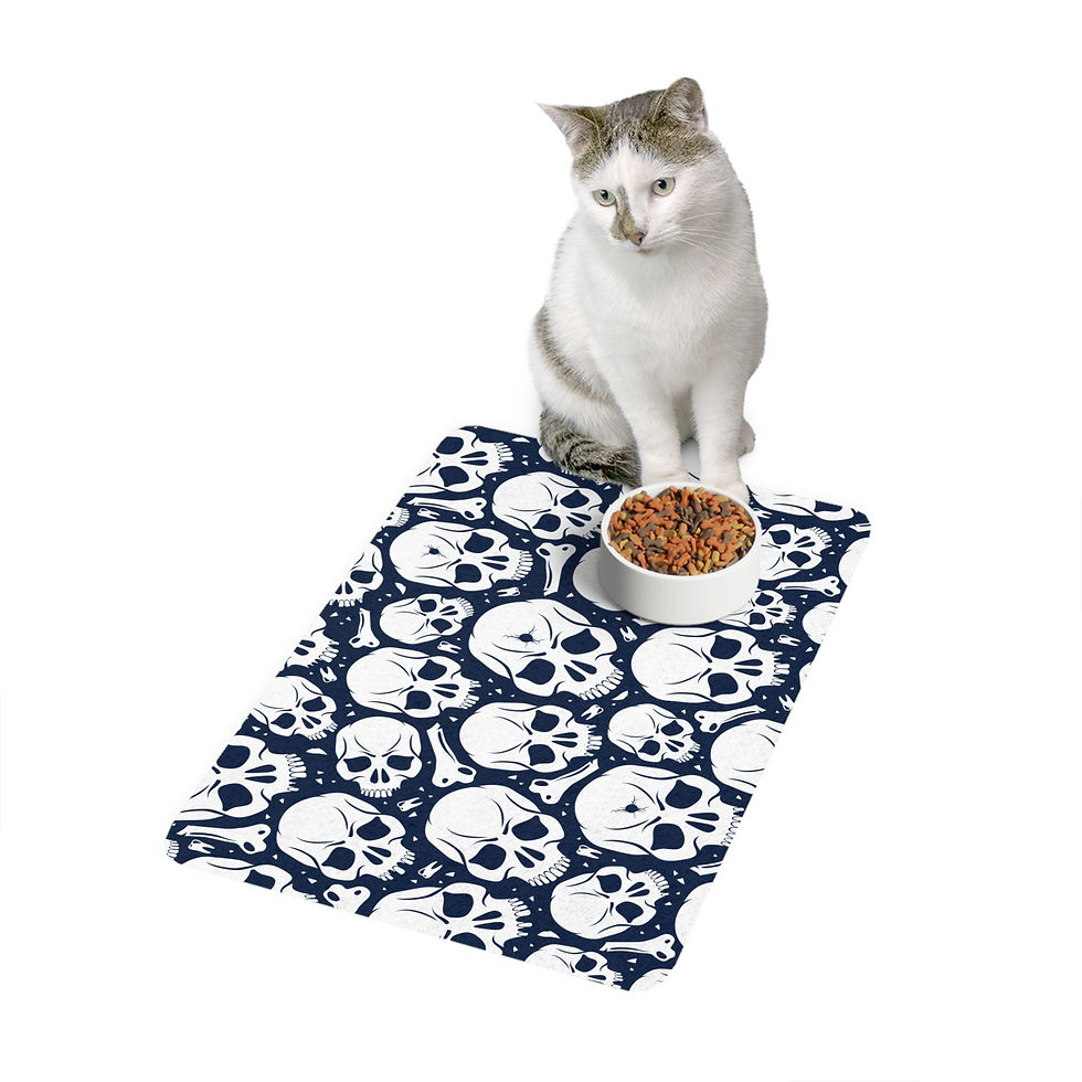 Thumbnail: Skull Pet Food Mat, Unique Dog or Cat Feeding Station, 12x18 Pet Accessory