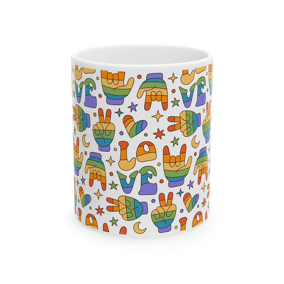 Colorful Love Gesture Ceramic Mug - Perfect for Pride, Gift for Friends