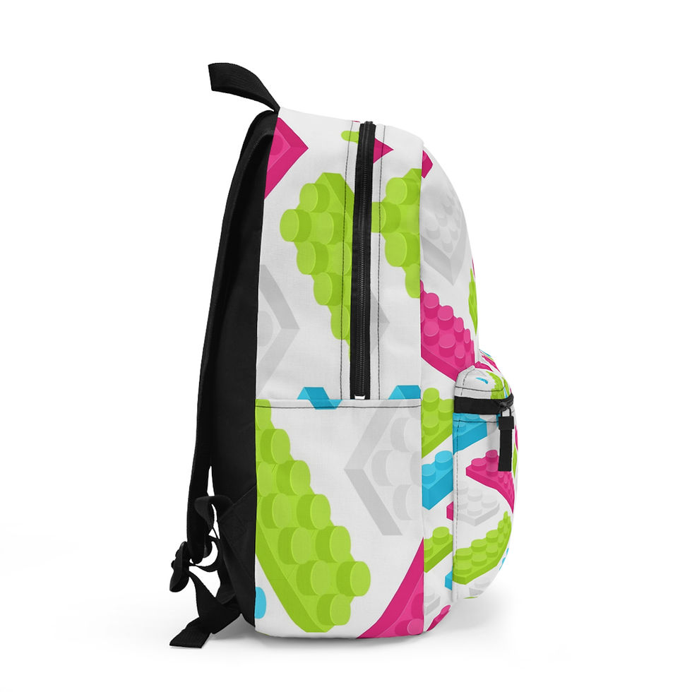 Colorful LEGO-Inspired Backpack, Kids School Bag, Fun Backpack, Vibrant Design