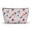 Thumbnail: Floral Accessory Pouch for Travel, Cute Makeup Bag, Flower Pattern Clutch