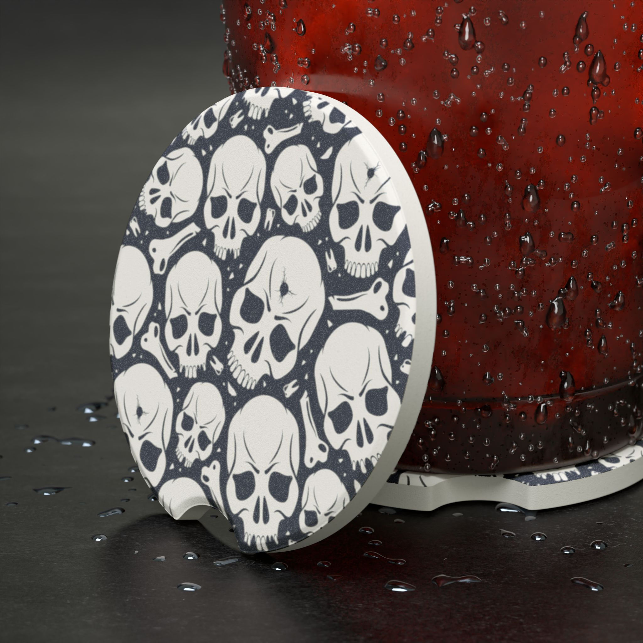 Stylish Skull Car Coasters, Car Accessories, Gothic Car Decor, Skull Car Coaster