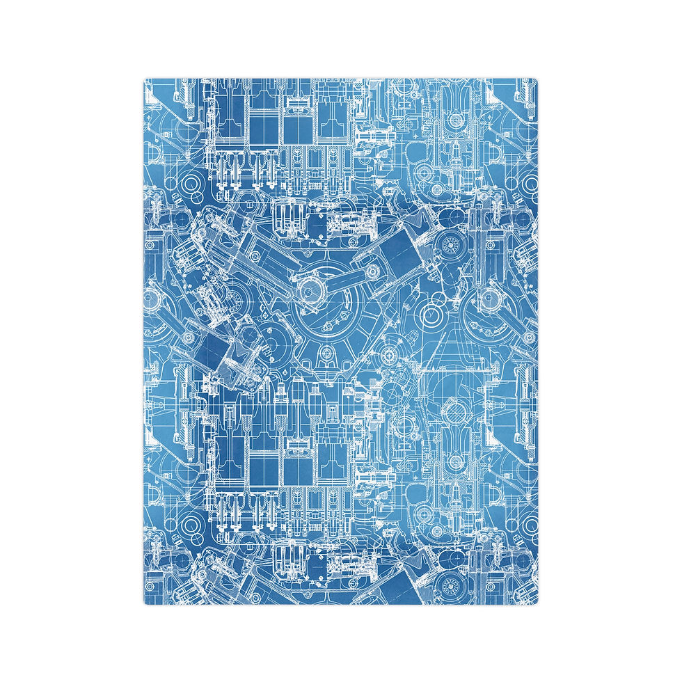 Thumbnail: Blueprint Design Microfiber Blanket, Cozy Throw, Home Decor, Blueprint Gift