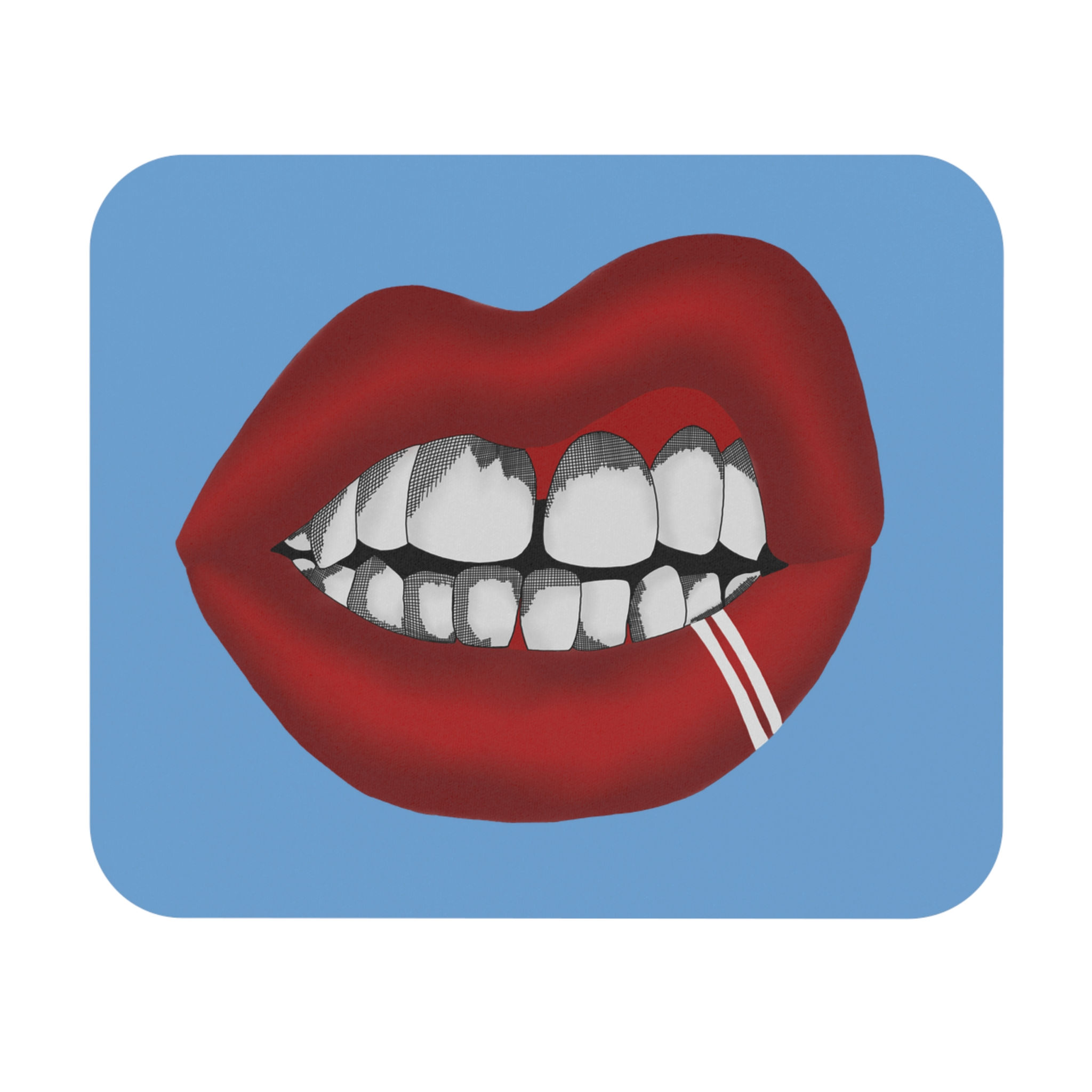 Bold Lips Mouse Pad - Fun Desk Accessory for Office, Gaming, Home, Blue