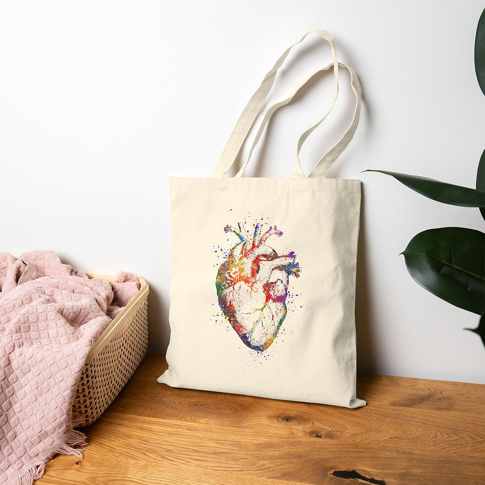 Thumbnail: Colorful Heart Art Cotton Canvas Tote Bag, Eco-Friendly, Everyday Use Bag