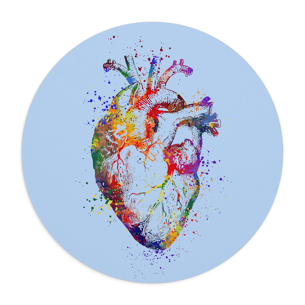 Colorful Heart Mouse Pad - Artistic Desk Decor, Gift for LGBTQ, in Blue