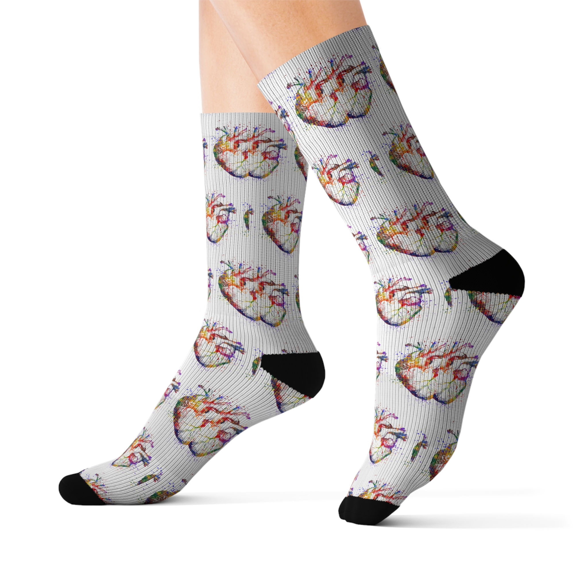 Colorful Heart Patterned Socks, Comfortable Everyday Wear, Fun Fashion Accessory