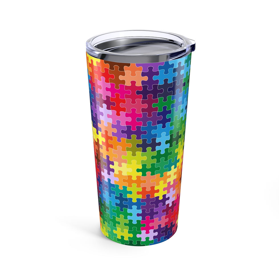 Thumbnail: Colorful Puzzle Piece Tumbler - 20oz Travel Mug, Colorful Drinkware for Kids