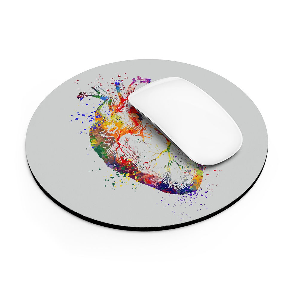 Thumbnail: Colorful Heart Mouse Pad - Artistic Desk Decor, Gift for LGBTQ, in Light Gray