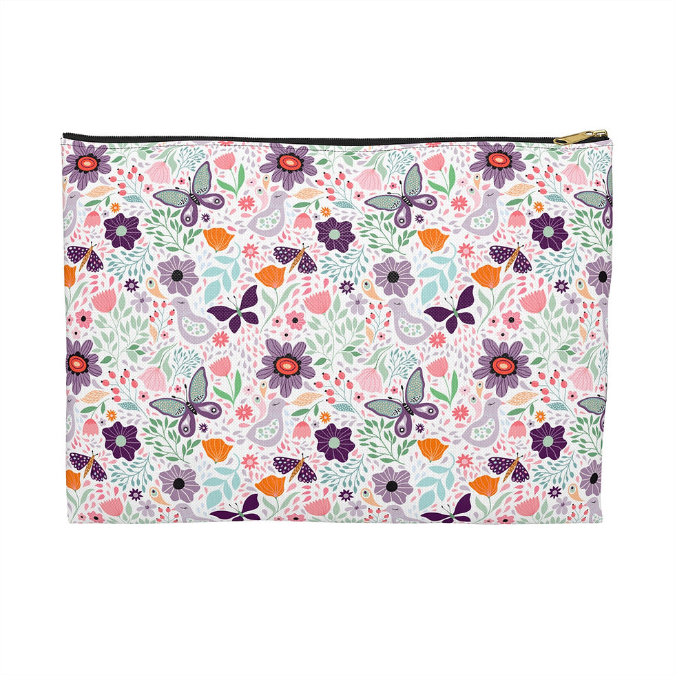 Floral Accessory Pouch, Cute Cosmetic Bag, Travel Organizer, Makeup Storage