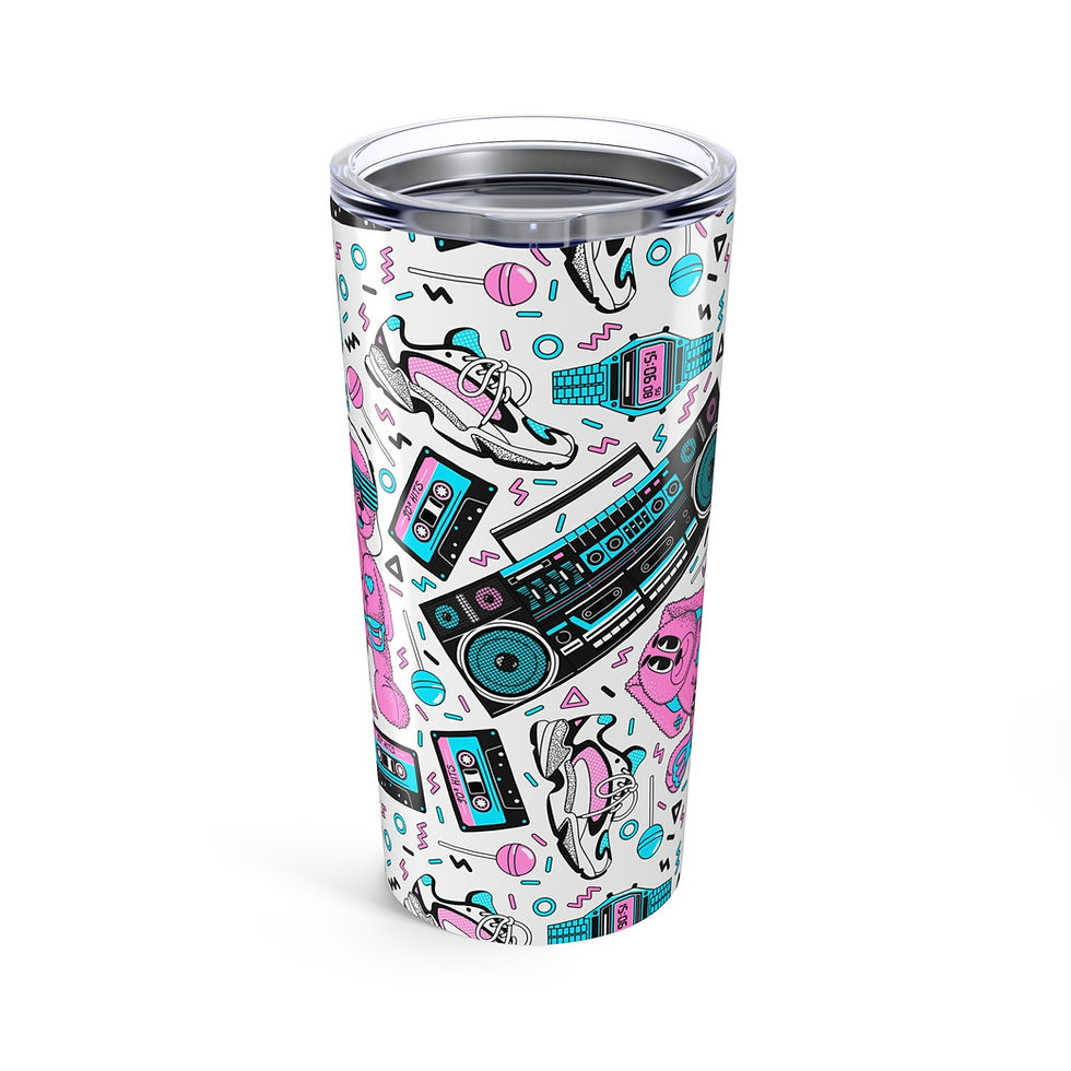 Retro Music Vibes Tumbler 20oz, Cool Gift for Music Lovers, Fun Party Travel Mug