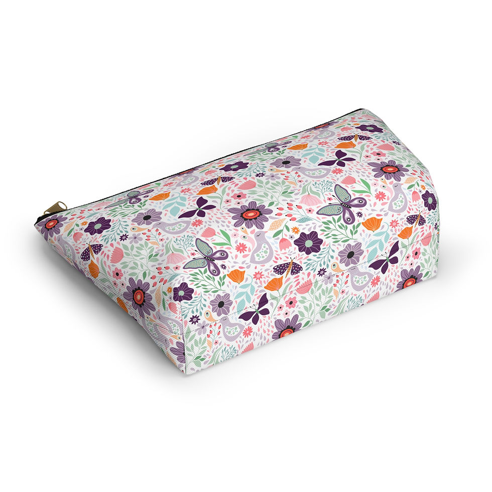Thumbnail: Floral Accessory Pouch for Travel, Cute Makeup Bag, Flower Pattern Clutch