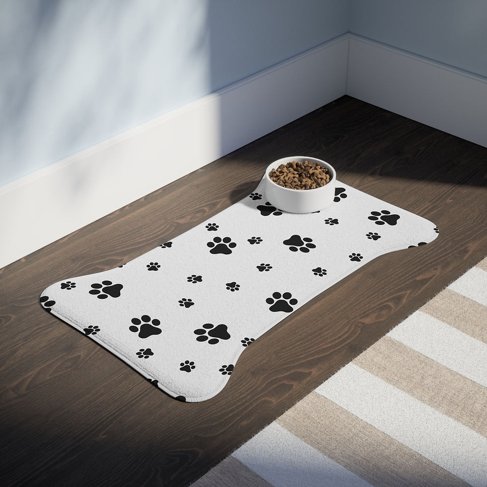 Thumbnail: Stylish Pet Feeding Mats with Paw Print Design, Dog Feeding Station Accessories