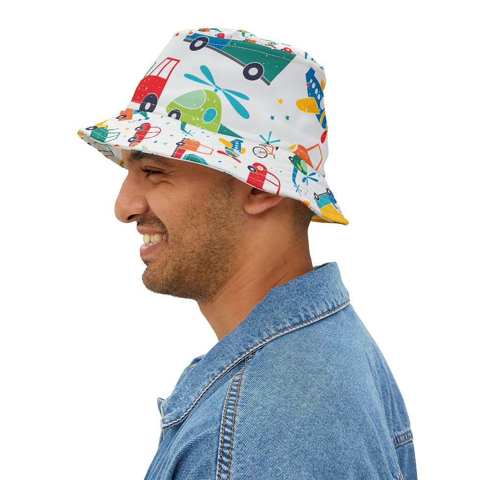 Thumbnail: Fun Construction-Themed Bucket Hat, Kids Summer Accessory, Playful Outdoor Gear