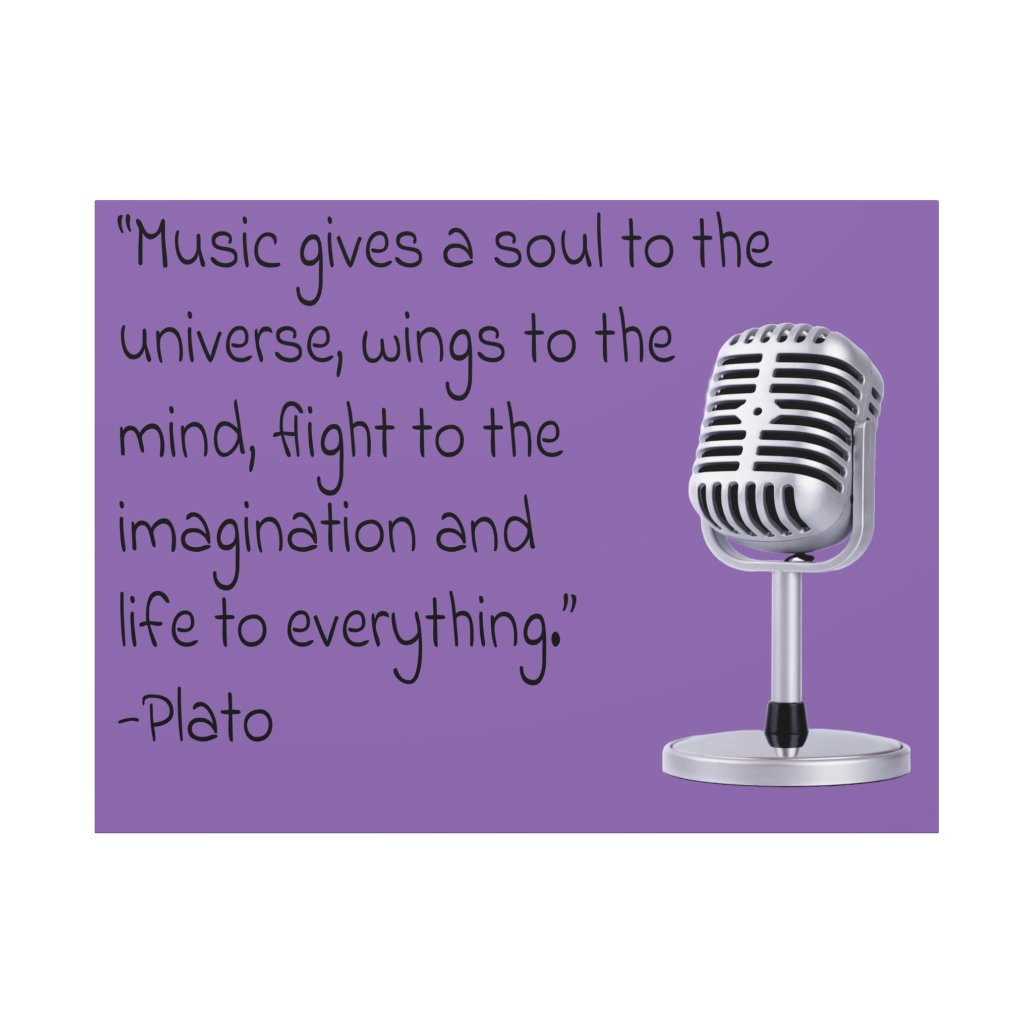 Music Quote, Gift for Musicians, Motivational Art, Stretched Canvas Print Purple