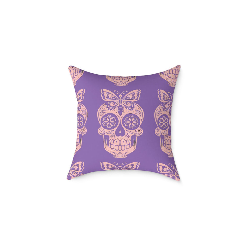 Thumbnail: Day of the Dead Decorative Pillow, Sugar Skull Throw Pillow, Colorful Cushion