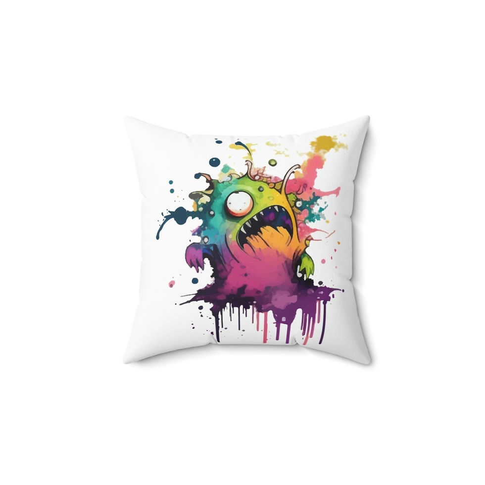 Monster B Polyester Square Pillow White
