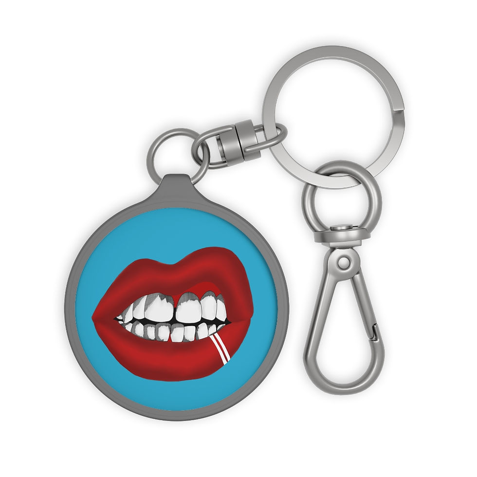 Big Lips Keyring Tag Blue