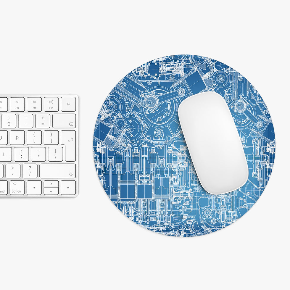 Thumbnail: Blueprint Themed Mouse Pad, Unique Desk Accessory for Engineers, Gifts for Tech