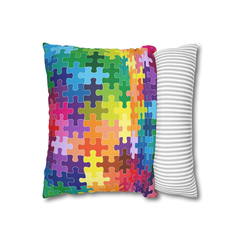 Colorful Puzzle Piece Pillowcase, Modern Home Decor, Gift for Kids, Happiness