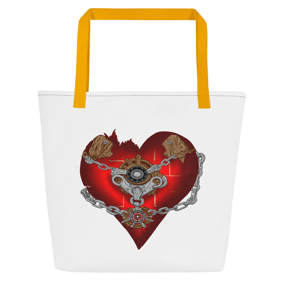 Thumbnail: Chained Down Heart All-Over Print Large Tote Bag