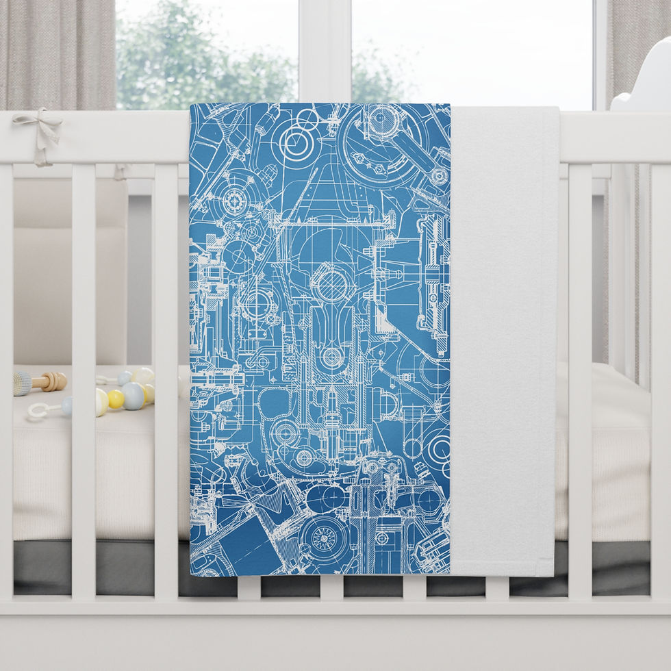 Tech-Inspired Soft Fleece Baby Blanket, Cozy Neutral Nursery Gift, Baby Shower