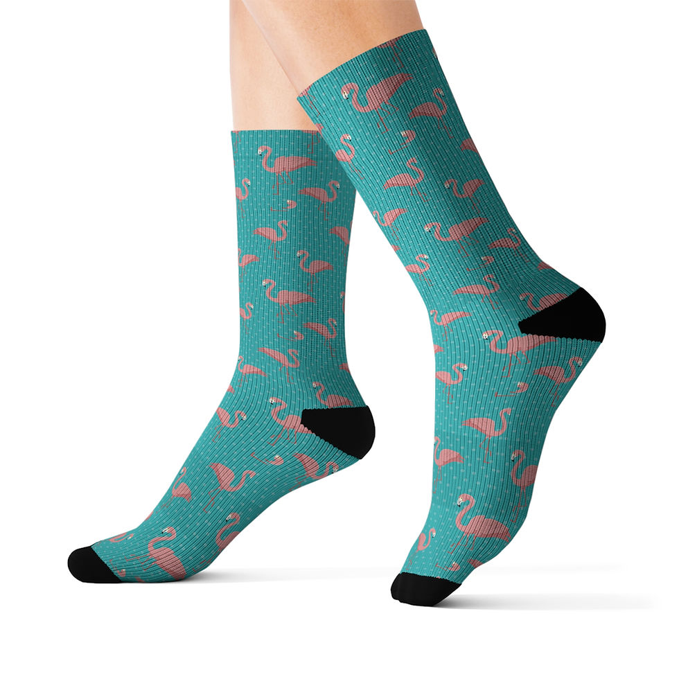 Fun Flamingo Sublimation Socks, Tropical, Gift for Beach Lovers, Summer Vibes