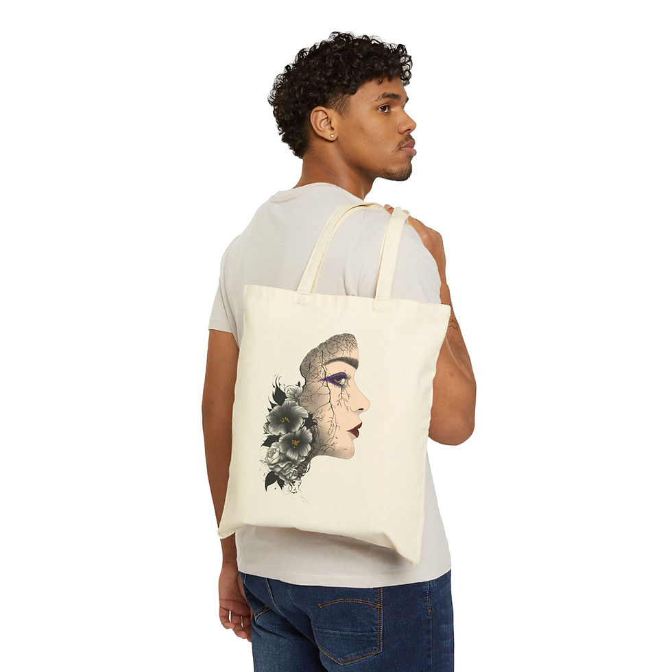 Elegantly Artistic Cotton Canvas Tote Bag, Floral Design, Eco-Friendly