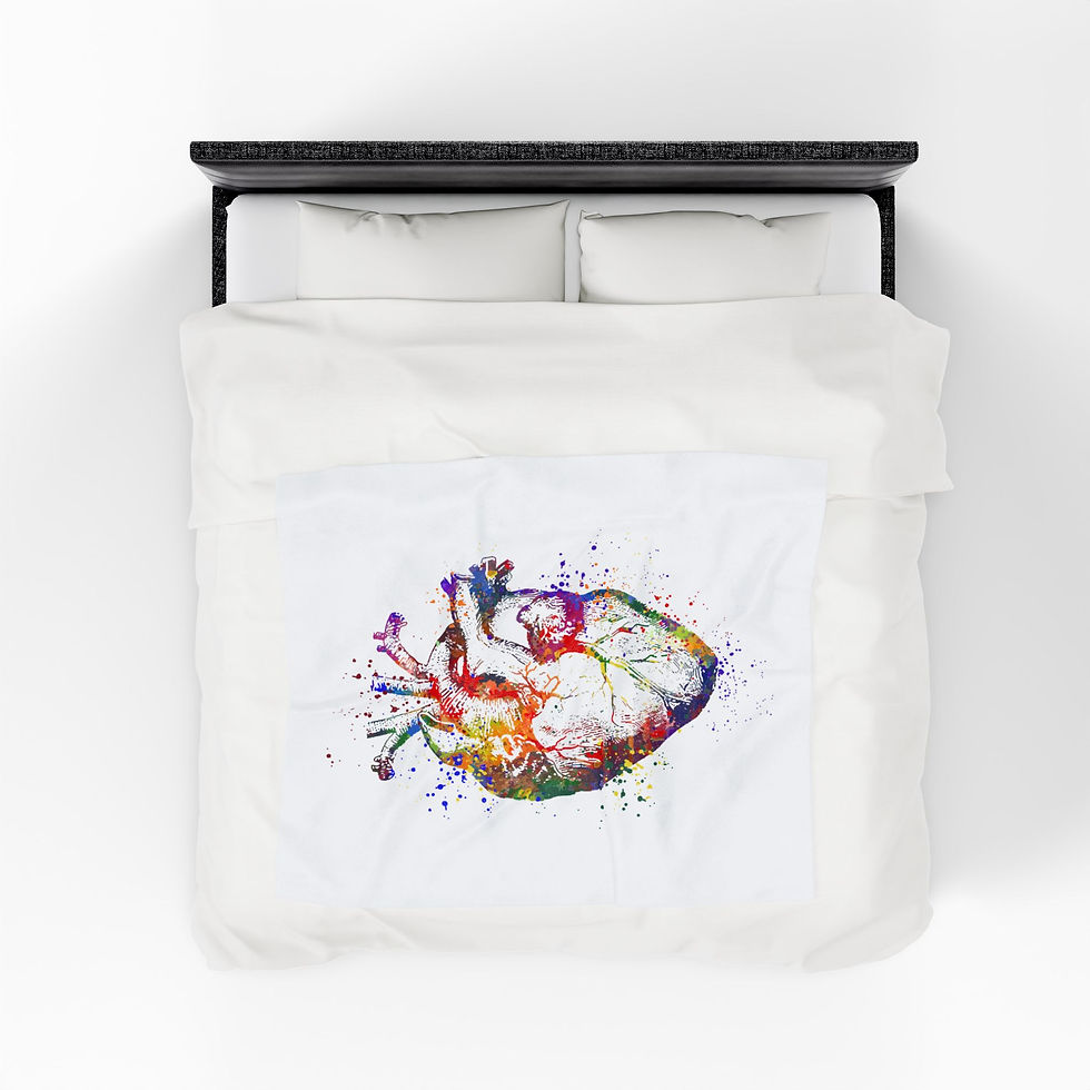 Colorful Heart Design Velveteen Plush Blanket, Cozy Throw, Gifts, LGBTQ, White