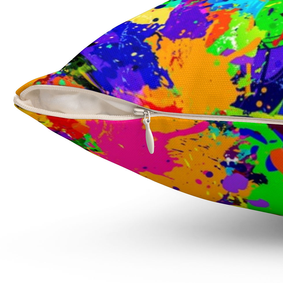 Thumbnail: Bright Paint Drops Square Pillow