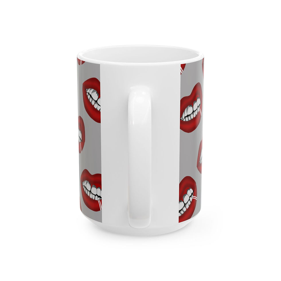 Thumbnail: Bold Lip Print Ceramic Mug - Fun Coffee Cup for Lip Lovers, Quirky Kitchen Decor