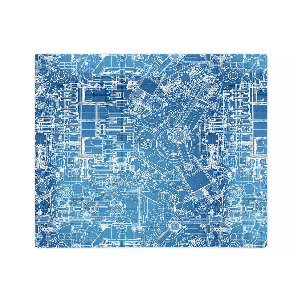 Thumbnail: Blueprint Design Microfiber Blanket, Cozy Throw, Home Decor, Blueprint Gift